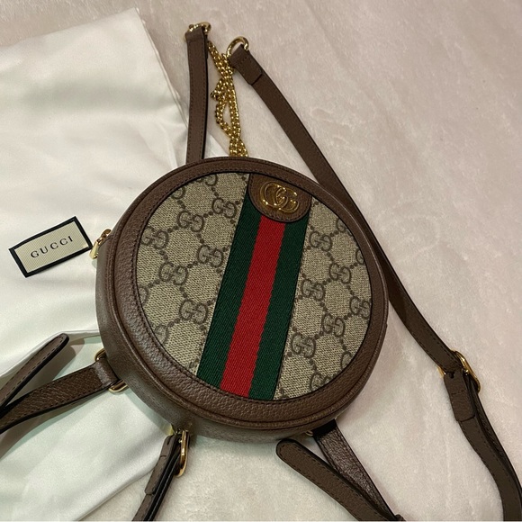 {Gucci} GG Supreme Mini Ophidia Round Backpack - Picture 3 of 14